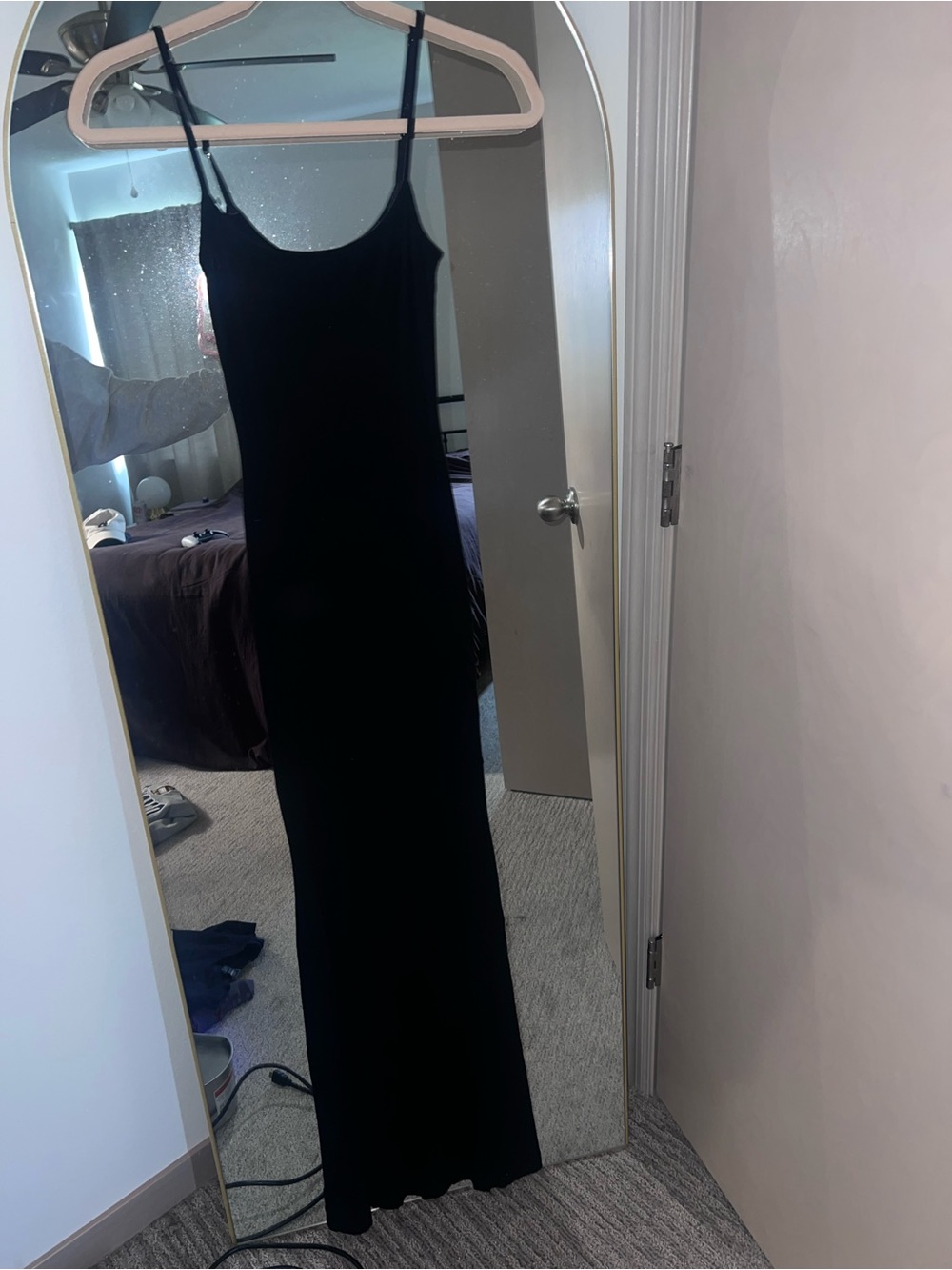 Skims black ribbed dress